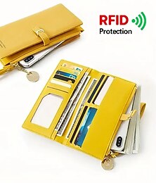 abordables -Femme Portefeuille Porte-cartes de crédit faux cuir Achats du quotidien Fermeture Poids Léger Durable Anti poussière Couleur unie Noir Jaune Rose