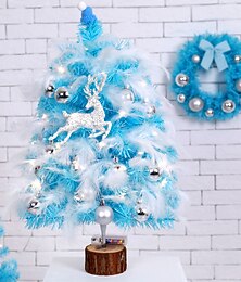 baratos -pacote de penas de árvore de natal rosa decoração de natal tampo de mesa azul pequena árvore de natal