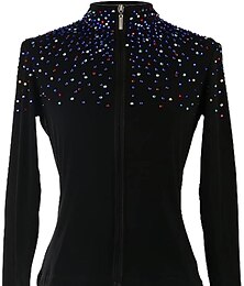 abordables -Vestes Polaires de Patinage Artistique Femme Fille Patinage Veste Top Noir Rose Violet Elastique Entraînement Compétition Tenue de Patinage Chaud Cristal / Stras manche longue Patinage sur glace