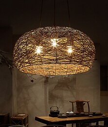 economico -Lampadario in bambù retrò in rattan e26/e27 lampadario illuminazione a soffitto è applicabile al soggiorno camera da letto ristorante bar caffetteria ristorante club 110-240v