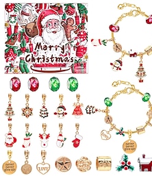 abordables -Calendario de Adviento 2023 pulseras para niñas con calendario de cuenta regresiva de Navidad de 24 días, kit de fabricación de joyas con dijes de 24 piezas, regalo de Navidad para niños, adolescentes