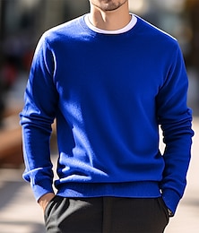 preiswerte -Herren Kleid Pullover Wollpullover Pullover Kurzer Pullover Gerippt Stricken Normale Oberteile Strick Glatt Rundhalsausschnitt Moderne zeitgenössische Arbeit Halloween Bekleidung Winter Schwarz Rote