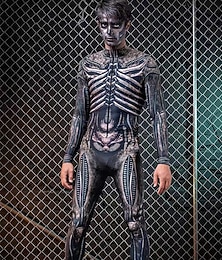 abordables -Calavera Carnaval Traje de cosplay Body Disfraz de carnaval Traje de Cuerpo Completo Cosplay Niños Adulto Hombre Carnaval Mascarada Mardi Gras Rendimiento Fiesta Víspera de Todos los Santos Disfraz