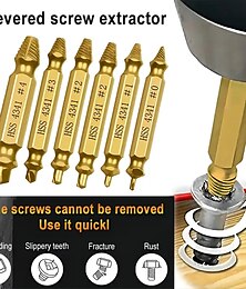 お買い得  -6 個の破損したネジ抽出器セットダブルヘッドネジ除去ツール簡単にボルト抽出器 & 折れ頭ネジリムーバー - ハイス鋼