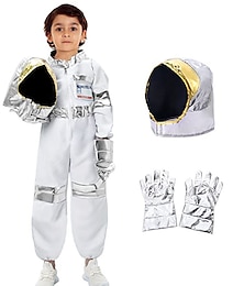 billiga -Pojkar Flickor Astronaut Cosplay-kostym Till Halloween Maskerad Cosplay Barn Trikot / Onesie Handskar Hatt