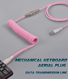 Недорогие -USB-кабель для клавиатуры типа-c из тканого материала, спиральный 5-контактный разъем «авиатор», выполненный вручную, изготовление на заказ, механическая клавиатура для домашних животных с одним