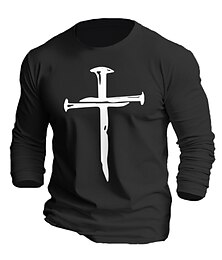 halpa -pääsiäisloma jeesus rakastaa sinua miesten 100% puuvillaa graafinen t-paita risti musta valkoinen oranssi tee puuvilla vintage perus pitkähihainen mukava urheilu ulkona kevät syksy rento