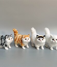 cheap -Simulated Cat Simulated Gray Cat Small Cat Decorations Flower Cat Crafts Toys Persian Cat Window Decorations（Random cat pupil color）