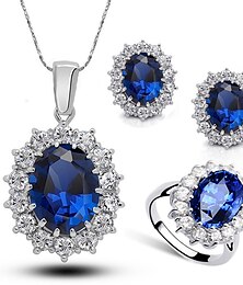 cheap -Bridal Jewelry Sets 1 set Alloy 1 Necklace 1 Ring Earrings Women's Fashion Stylish Artistic Geometrical Drop Precious Jewelry Set For Wedding Wedding Guest Special Occasion