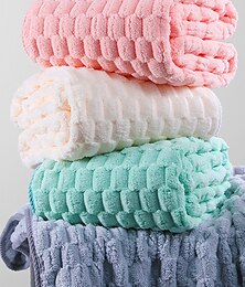 abordables -serviette laver le visage, cheveux secs, peluche corail douce, absorbante, pas facile à perdre les cheveux, couleur unie, simple été adulte ménage couple fille