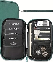 お買い得  -旅行用パスポートウォレット 家族用パスポートホルダー 旅行書類オーガナイザー 旅行アクセサリー 書類バッグ カードホルダー