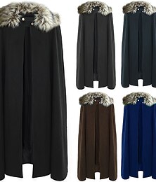 abordables -Hombre Gabardina Capa / Capas Poncho Fiesta Exterior Invierno Poliéster Mantiene abrigado Ropa de calle Ropa Moda Ropa de calle Plano Detalles en Piel Diseño