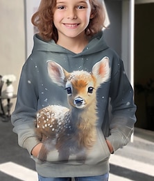 ieftine -hanorac pentru fete 3d căprioară pulover mânecă lungă imprimeu 3d animal desene animate toamnă iarnă modă activă drăguț poliester copii 3-12 ani în aer liber casual zilnic potrivire obișnuită