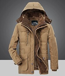 お買い得  -男性用 冬物コート フリースの上着 ウォーム 厚い アウトドア デイリーウェア 純色 アウターウェア 衣類 ブルー グリーン カーキ色