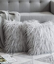 billige -dekorative kastepuder hjem pudebetræk luksus super blød stil imiteret pels pudebetræk fluffy pudebetræk til sofa/seng 1 stk.