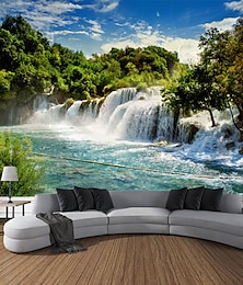 cheap -Magnificent Waterfall Hanging Tapestry Wall Art Large Tapestry Mural Decor Photograph Backdrop Blanket Curtain Home Bedroom Living Room Decoration