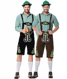economico -Oktoberfest Lederhosen Camicia Bavarese Bavarese Tedesco Prati Per uomo Panno in stile tradizionale Blusa Shorts Cappello