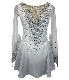 economico -Vestito da pattinaggio artistico Per donna Da ragazza Pattinaggio sul ghiaccio Vestiti Bianco Collage Foro per pollice Retato Elastene Elasticizzato Addestramento Da allenamento Professionale Vestiti