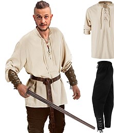 abordables -Retro Antiguo Medieval Renacimiento Blusa / Falda Traje de cosplay Accesorios Feria del Renacimiento Pirata Vikingo Cruzado Hombre Vikingo Fantasía Víspera de Todos los Santos Carnaval Mascarada