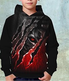 economico -Da ragazzo 3D Animali Tigre Felpa con cappuccio Pullover Manica lunga Stampa 3D Autunno Inverno Di tendenza Streetwear Fantastico Bambino 3-12 anni Esterno Informale Giornaliero Standard