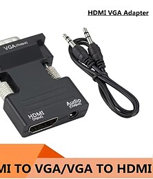 economico -convertitore adattatore da hdmi a vga con ingresso audio da 3,5 mm convertitore da vga maschio a femmina hdmi 1080p per monitor del PC portatile proiettore hdtv chromebook xbox