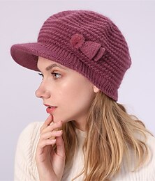 economico -fiocco per cappello lavorato a maglia da donna & cappello termico invernale con decorazione pompon con visiera parasole per esterno