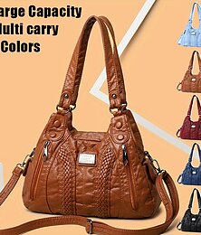 abordables -Sac à main en similicuir matelassé marron pour femme – élégant fourre-tout zippé avec détails tressés et bandoulière réglable pour le travail, les voyages et les sorties décontractées