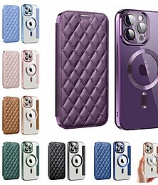 levne -Kryt na telefon pro iPhone 16e Apple AirTag iPhone 16 iPhone 15 Pro Max Plus 14 13 12 11 – Peněženkový kryt s Magsafe průhledný slot na kartu retro TPU PU kůže