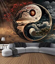 voordelige -Yinyang taichi hangend tapijt kunst aan de muur groot tapijt muurschildering decor foto achtergrond deken gordijn thuis slaapkamer woonkamer decoratie