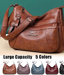preiswerte -Schwarze Umhängetasche aus Kunstleder für Damen – Umhängetasche mit mehreren Taschen für die Arbeit, Reisen und den täglichen Gebrauch