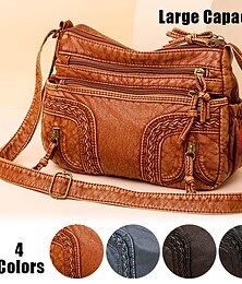 baratos -Mulheres Bolsa crossbody Bolsa de ombro Bolsa Hobo Couro PU Ao ar livre Diário Feriado Ziper Grande Capacidade Prova-de-Água Leve Côr Sólida Preto Dourado Azul Céu Preto