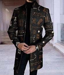 economico -Per uomo Geometria Cappotto invernale Cappotto Tenere al caldo Traspirante Comodo Lavoro Informale Ufficio Indossalo per lavorare Per uscire Tasche Stampa Autunno inverno Colletto alla coreana Manica