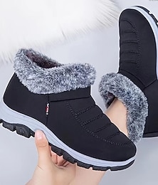 voordelige -Dames Laarzen Snowboots Waterdichte laarzen Winterlaarzen Dagelijks Effen Kleur Met fleece gevoerd Booties enkellaarzen Winter Platte hak Ronde Teen Casual Comfortabel Trektochten Elastische stof