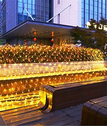 abordables -Guirlande lumineuse LED élégante pour réception de mariage, fête, 1,5 x 1,5 m, 3 x 2 m, filet de Noël, lumière féerique, paysage, rue, mariage, décoration de Noël