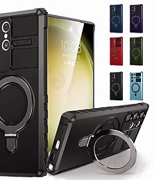 رخيصةأون -هاتف غطاء من أجل سامسونج جالاكسي S24 S23 S22 S21 S20 Ultra Plus FE Note 20 Ultra اس 25 الترا غطاء خلفي حالة الامتزاز المغناطيسي مع ماجسيف مع حامل دعم الشحن اللاسلكي TPU الكمبيوتر الشخصي