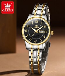 cheap -OLEVS Women's Watch Luxury Analog Quartz Watch Luminous Calendar Date Week Waterproof Stainless Steel Ladies Wrist Watch