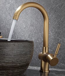 billiga -Badrum Tvättställ Kran - Klassisk Antik mässing Centerset Singel Handtag Ett hålBath Taps