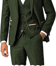 baratos -Ternos de casamento masculinos de tweed, 3 peças, vintage, de cor sólida, sob medida, com um botão, preto, borgonha, marinho escuro, 2024
