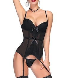voordelige -sexy corset lingerie voor vrouwen kant corset bustier kousenband halloween bandjes bovenborst corsette boudoir outfits