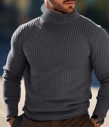 preiswerte -Herren Rollkragenpulli Wollpullover Pullover Overall Gerippt Stricken Normale Oberteile Strick Schmaler Schnitt Glatt Rollkragen Moderne zeitgenössische Arbeit Freizeitskleidung Bekleidung Winter