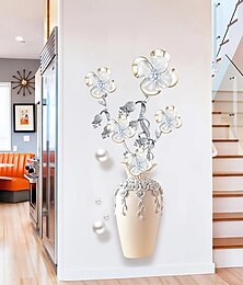 baratos -adesivo de parede com padrão floral, decalque de arte de parede autoadesivo para decoração de casa