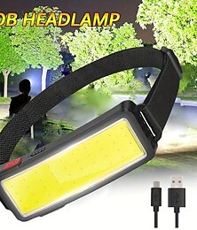 preiswerte -1 Stück wiederaufladbare Stirnlampe, Cob-Breitstrahl-Scheinwerfer, 3 Beleuchtungsmodi, leichte wasserdichte Lichtleisten-Stirnlampe, geeignet für Outdoor-Laufen, Angeln, Camping