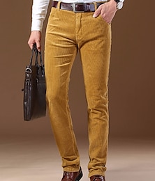 abordables -Hombre pantalones de traje Pantalones de Pana Pantalones Bolsillo Plano Comodidad Transpirable Oficina Negocios Dunkelkaki Negro