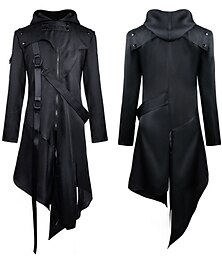 رخيصةأون -معطف الرجال القوطي steampunk الفيكتوري الفيكتوري خمر مقنع سترة معاطف trech (صغير) أسود