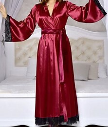 abordables -Pyjamas robe Intérieur Lit Fête de Mariage Spa Femme Satin Respirable Mode Confort Flexible Col en V manche longue Automne Hiver Mosaïque