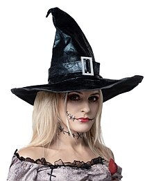 levne -Klobouk čaroděje špičatý a nahromaděný čarodějnický klobouk pro dospělé punkový gotický převlek na Halloween snadné kostýmy na Walpurgis Night
