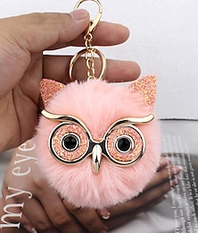 economico -portachiavi con ciondolo gufo lovel per ragazze ragazzo soffice palla di pelo pompon portachiavi con ciondolo borsa da donna portachiavi regalo da donna