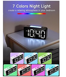 abordables -despertador súper ruidoso para adultos que duermen muchoreloj digital con luz nocturna de 7 coloresvolumen ajustableatenuadorcargador USBrelojes pequeños para dormitoriosok para despertar a