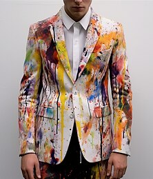 economico -Per uomo Graffiti Manica Lunga Collo ripiegato Affari Artistico Lavoro Abbigliamento da lavoro Uscire Bottoni Stampato Multi-tasche