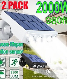 Недорогие -1/2 упаковки, 4000 Вт, светодиодный вращающийся солнечный настенный светильник, уличный водонепроницаемый вращающийся 270, широкоугольный датчик движения человеческого тела с кронштейном, подходит для